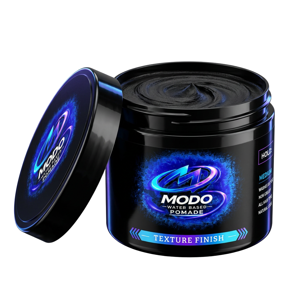 Open Modo jar showing the black water-based paste